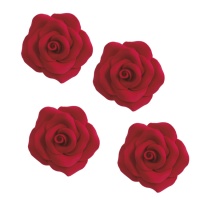 Rote Rosen Zuckerfiguren 7 cm - Dekora - 9 Stück.