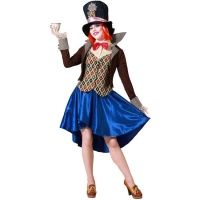 Blau und Braun Mad Hatter Kostüm für Frauen