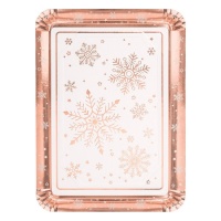 Rechteckiges Schneekarton-Tablett Rose Gold 25 x 34 cm - 1 Stk.