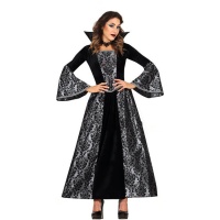 Silbernes Gothic Print Vampir Kostüm für Frauen