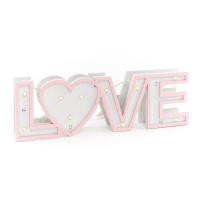 Holzschild Love mit LED-Leuchten 26 x 8 cm