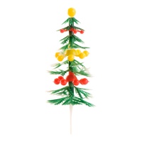 Tannenbaum-Tortenaufleger mit bunten Kugeln 9 cm - Dekora - 72 Stück