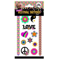 Temporäre Hippie-Glitzer-Tattoos - 12 Tattoos