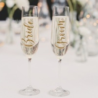 Bräutigam und Braut Hochzeit Glas Aufkleber - PartyDeco - 2 Stk.