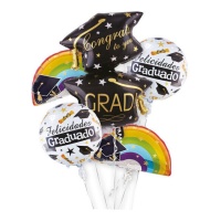 Abgestufte Happy Birthday Bouquet Regenbogen - 5 Einheiten