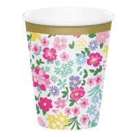 266 ml Becher mit Blumenmuster - 8 Stück.