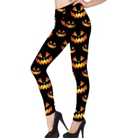 Schwarz-orangefarbene Kürbis-Leggings