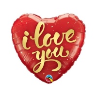 Ich liebe dich rotes Herz Ballon in Gold 46 cm - Qualatex