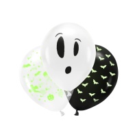 Fluoreszierende Halloween Latex-Ballons 27 cm - PartyDeco - 3 Stk.