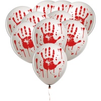 Halloween Blutige Hand Latex Ballons 30cm - 10 Stk.