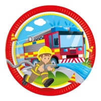 Feuerwehrleute in Aktion Teller 23 cm - 8 Stück