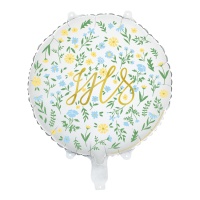 IHS Kommunion Ballon mit Blumen 45 cm - PartyDeco