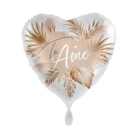 I Love You Herz Ballon mit Boho Blumen 43 cm