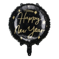 Happy New Year Ballon 45 cm schwarz - PartyDeco