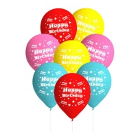 Happy Birthday Latex Luftballons 28 cm - Conver Party - 8 Stk.