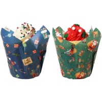 Weihnachtsmann Papier Tulpen Muffinförmchen - PME - 24 Stk.