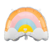 Regenbogen Silhouette Ballon mit Wolken 60 x 50 cm - Partydeco