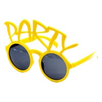 Sonnenbrille mit gelben Buchstaben PARTY