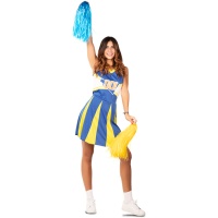 Blaues und gelbes Cheerleader Kostüm für Frauen