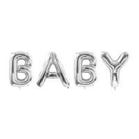 Silberner Baby-Buchstaben-Ballon 262 x 86 cm - PartyDeco