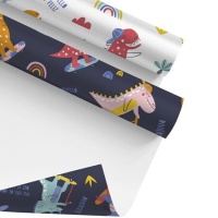 Buntes Dinosaurier-Geschenkpapier 2,00 x 0,70 m - 1 St.