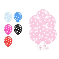 Latex Luftballons mit weißen Punkten 30 cm - PartyDeco - 50 Stk.