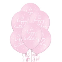 Happy Birthday Rosa Latex Luftballons 30cm - PartyDeco - 6 Stk.