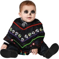 Mexikanisches Skelettkostüm für Baby mit Poncho