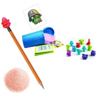 Mülleimer mit Säurepulver, Bleistift und Aufkleberspielzeug - 1 Stk.