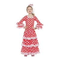 Flamenco Kostüm rot und weiß für Mädchen