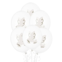 Latexballons mit Taube 30 cm - PartyDeco - 6 Stück.