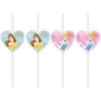 Disney Prinzessin Belle und Cinderella 22cm Strohhalme - 4 Stück