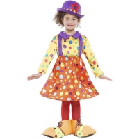 Clownskostüm mit bunten Tupfen für Mädchen