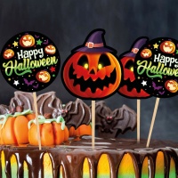 Happy Halloween Cupcake Picks 6 cm - 12 Stück.