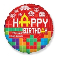 Happy Birthday Videospiel Ballon 45 cm - Conver Party