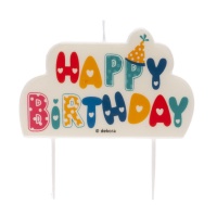 Happy Birthday Kerze 10 x 6 cm farbige Kerze