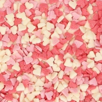 Weiße, rote und rosa Mini-Herzen Streusel 60 gr - FunCakes