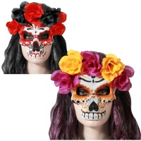 Catrina Maske mit Blumen - 1 Stk.