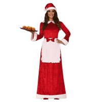 Santa Claus Weihnachtsmann-Kostüm mit Kleid und Schürze für Frauen