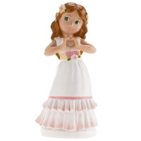 Figur für Kuchen von My First Communion Mädchen mit Rüschen Kleid von 16 cm