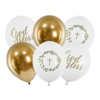 Gott segne die Erstkommunion Latexballons 30 cm - PartyDeco - 6 Stück