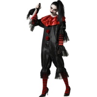 Schwarz-rotes Clownskostüm für Frauen