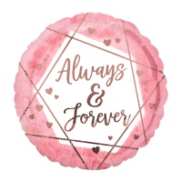 Rosa runder Ballon Always and Forever 43 cm - Anagramm