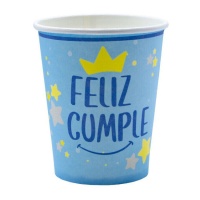 Happy Birthday Becher blau 9 x 8 cm - 10 Stück