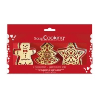 Weihnachtsausstecher mit Stampfer - Scrapcooking - 3 Stück