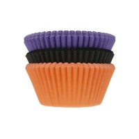 Orange, schwarz und fliederfarbene Cupcake-Kapseln - House of Marie - 75 Stück.