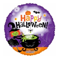 Runder Hexe mit Kessel Halloween-Ballon 46 cm