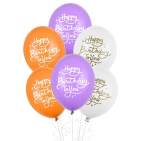 Happy Birthday Mehrfarbige Latex-Ballons 30cm - PartyDeco - 50 Stück