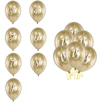 Happy Birthday Goldene Latex Luftballons 30 cm - PartyDeco - 6 Stk.