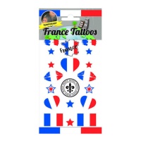 Assortierte temporäre Tattoos von Frankreich - 1 Blatt